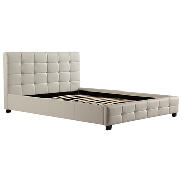 Double PU Leather Deluxe Bed Frame White