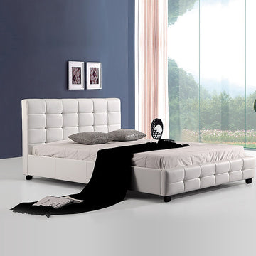 Double PU Leather Deluxe Bed Frame White - 0