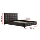 Double PU Leather Deluxe Bed Frame Black-8