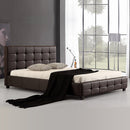 Queen PU Leather Deluxe Bed Frame Brown-2