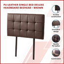 PU Leather Single Bed Deluxe Headboard Bedhead - Brown-3