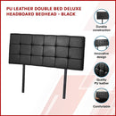 PU Leather Double Bed Deluxe Headboard Bedhead - Black-3