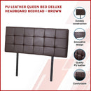 PU Leather Queen Bed Deluxe Headboard Bedhead - Brown-3