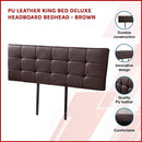 PU Leather King Bed Deluxe Headboard Bedhead - Brown-3
