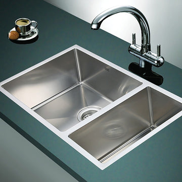 715x440mm Handmade Stainless Steel Undermount / Topmount Kitchen Sink with Waste - 0