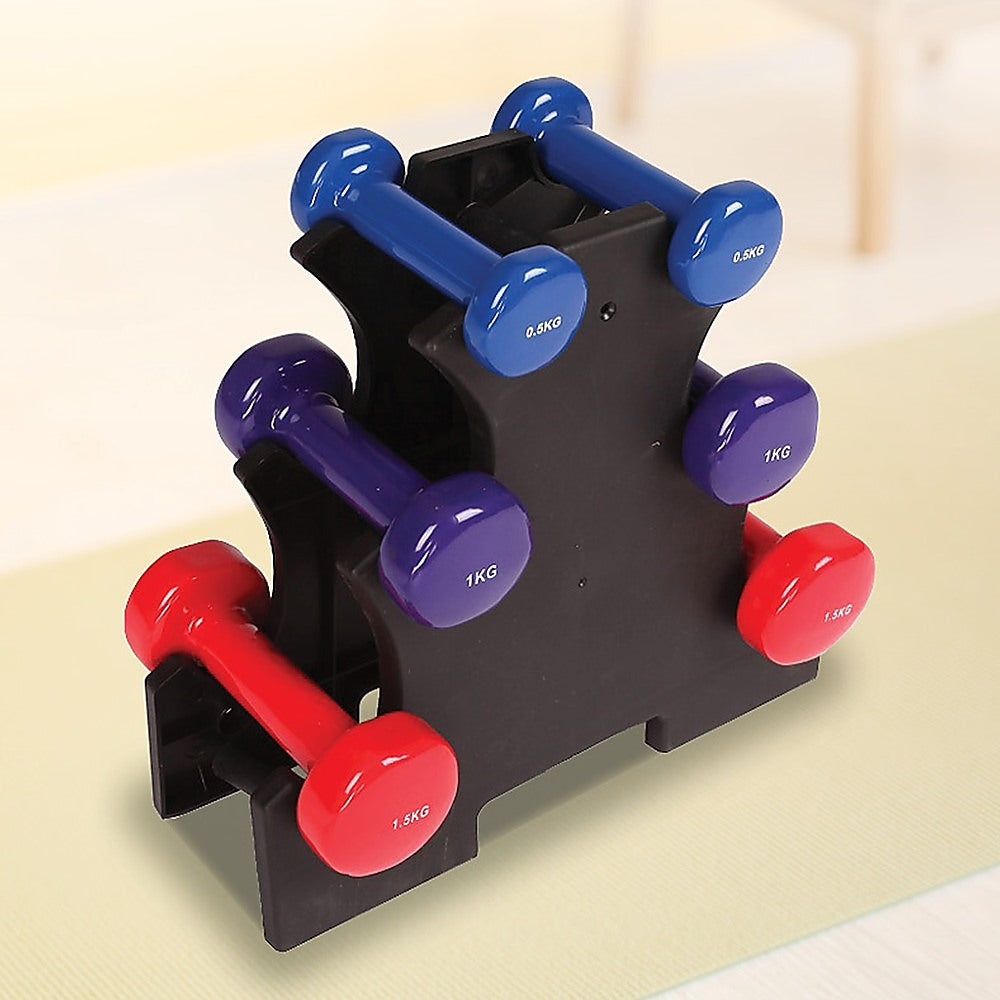 6-Piece Dumbbell Set with Rack