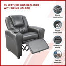 PU Leather Kids Recliner with Drink Holder-3