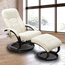 PU Leather Deluxe Massage Chair Recliner Ottoman Lounge Remote - 0