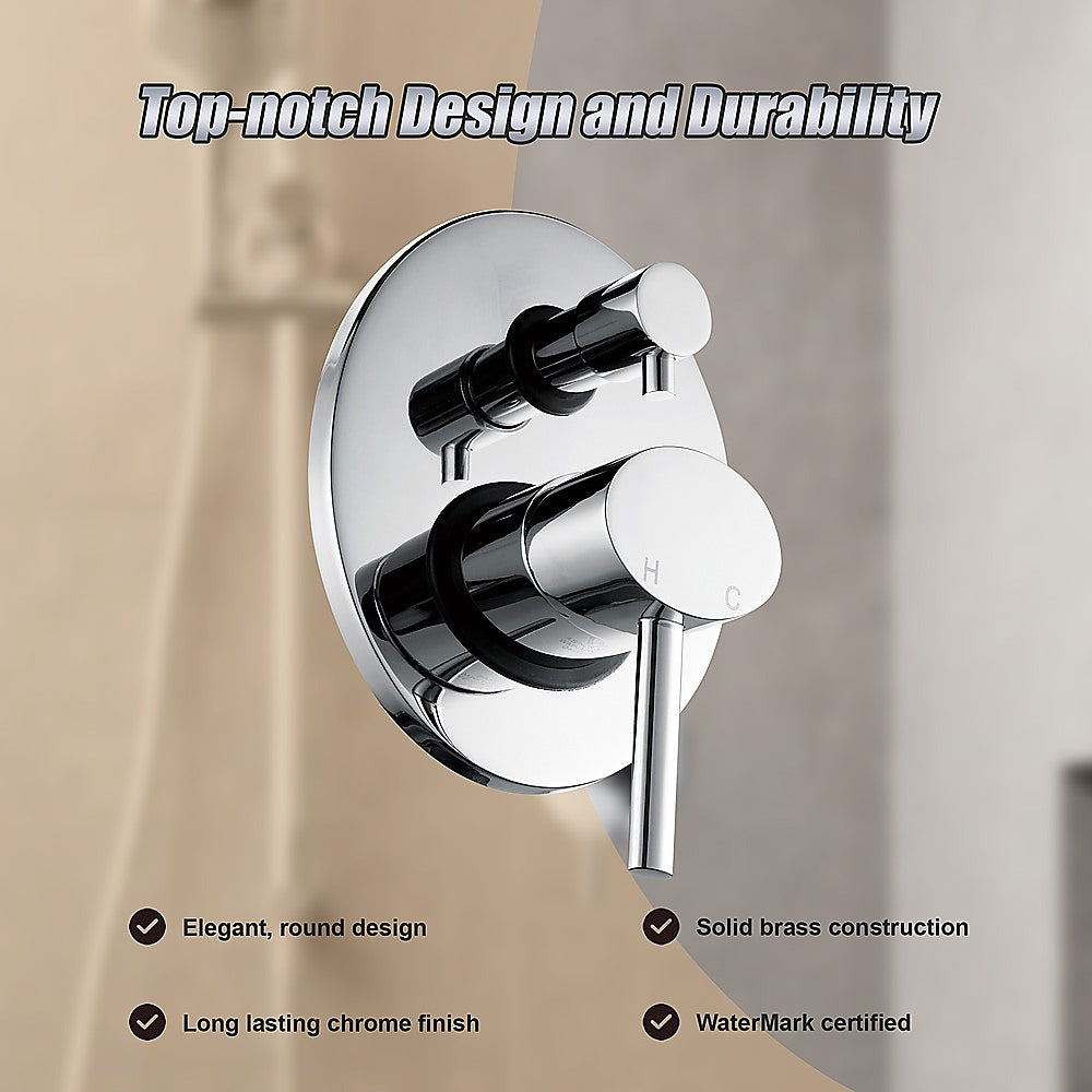 Chrome Bathroom Shower Wall Mixer Diverter w/ WaterMark