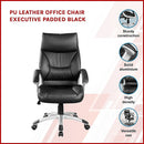 PU Leather Office Chair Executive Padded Black-3