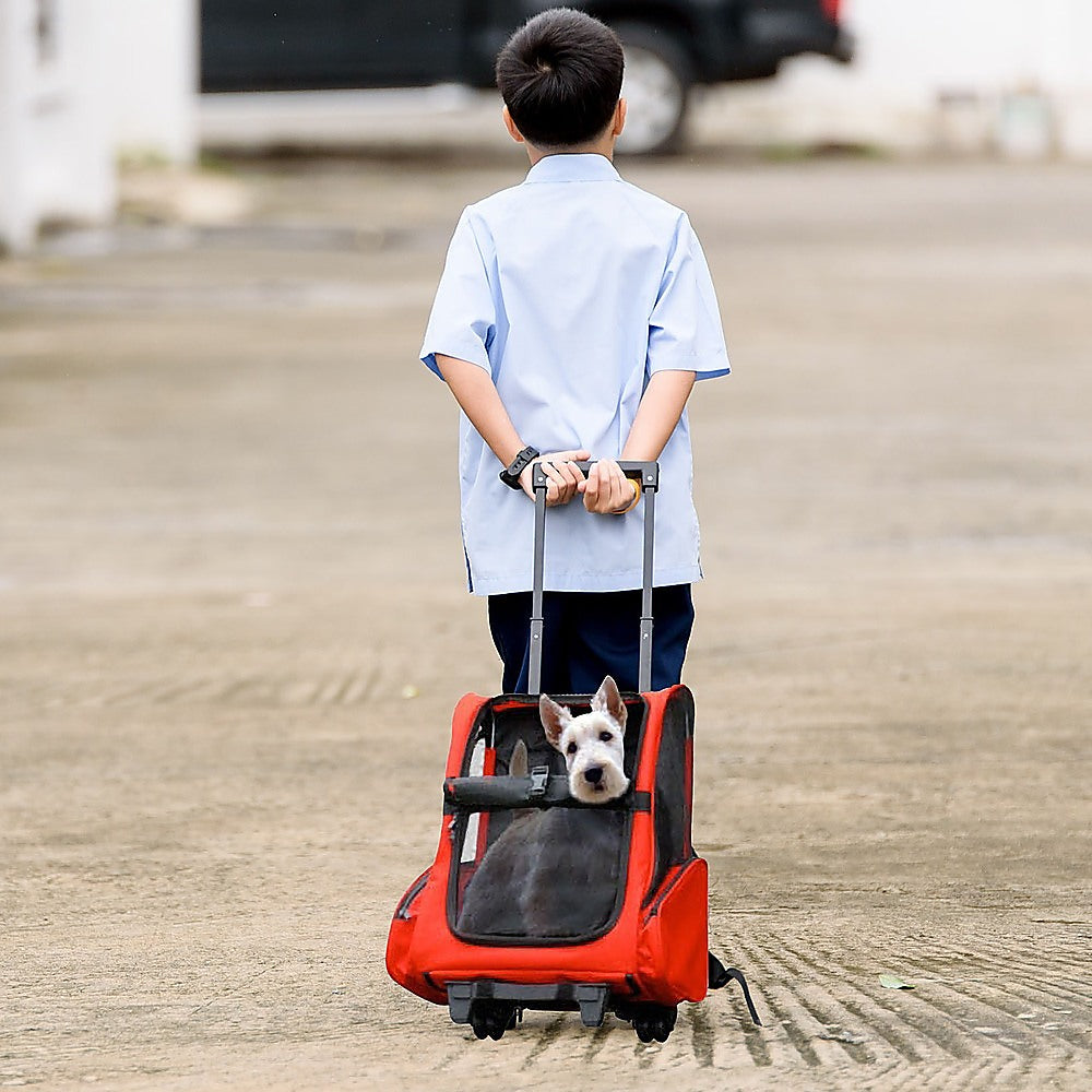 Dog Pet Safety Transport Carrier Backpack Trolley - 0