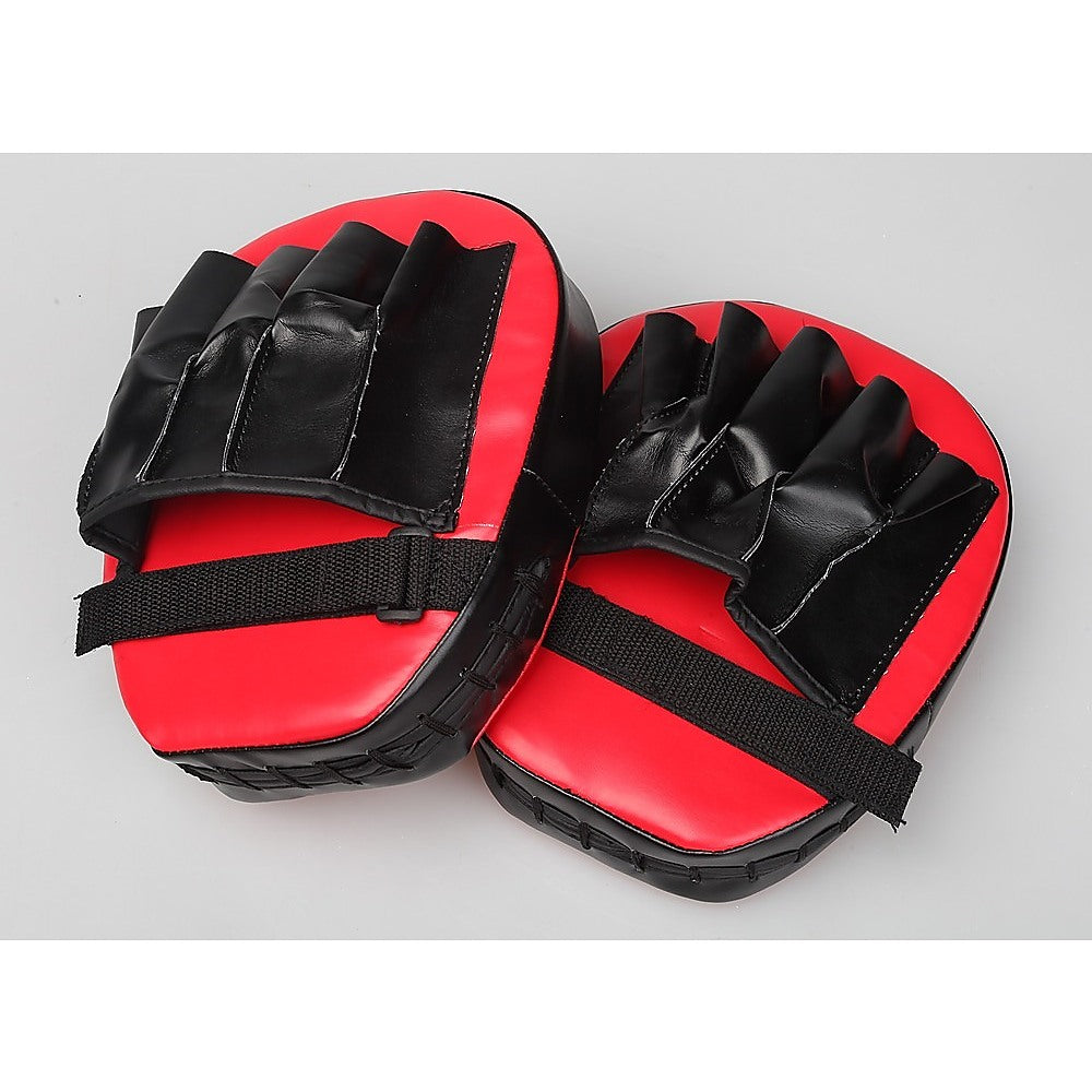 2 x Thai Boxing Punch Focus Gloves Kit Training Red & Black - 0