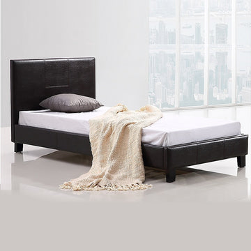 Single PU Leather Bed Frame Brown - 0