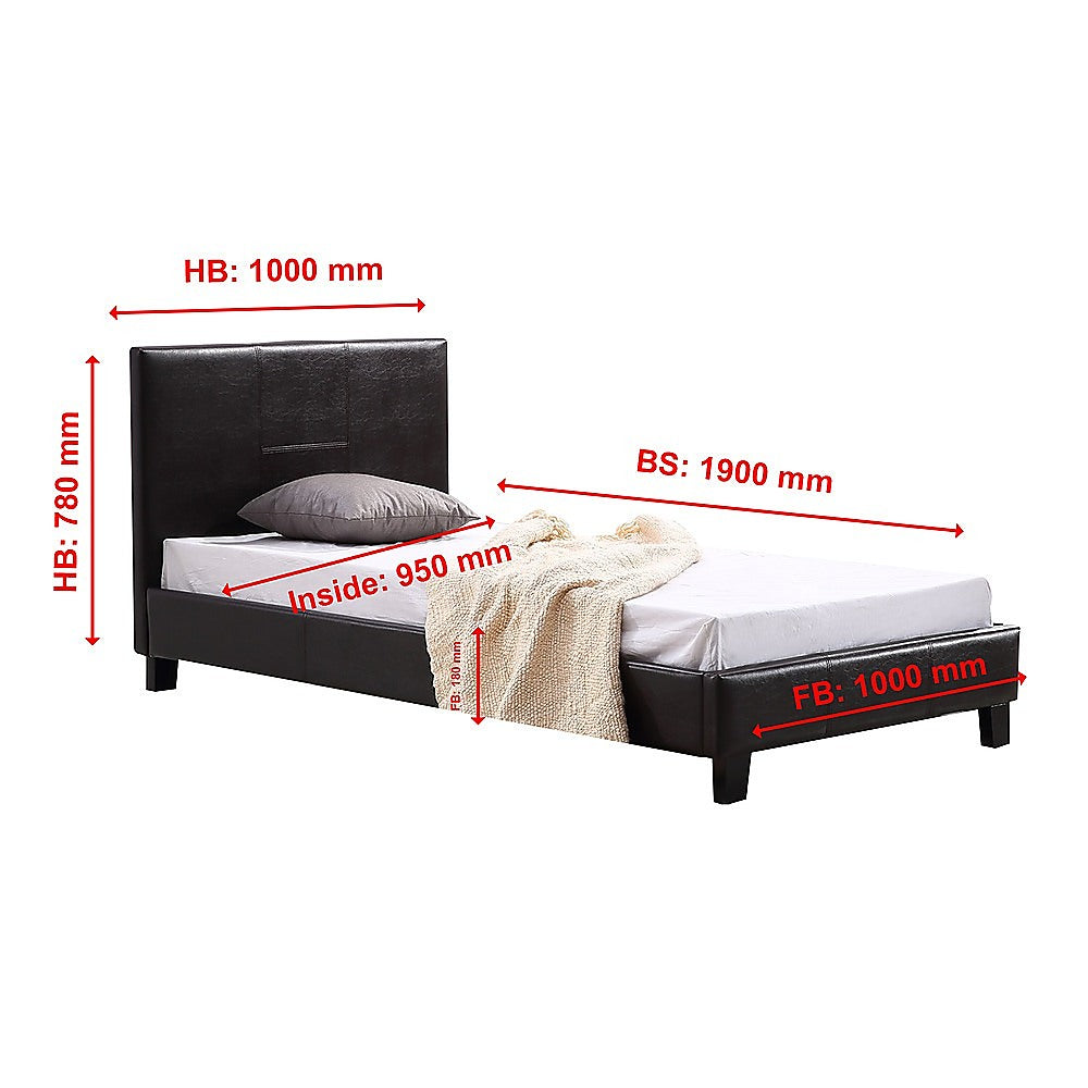 Single PU Leather Bed Frame Brown