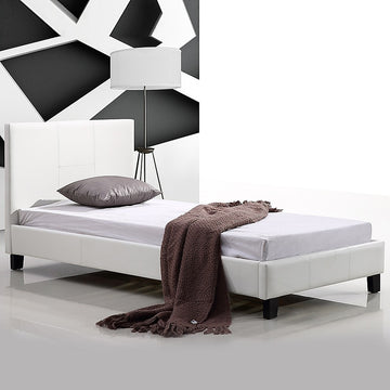 Single PU Leather Bed Frame White - 0