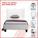 Single PU Leather Bed Frame White-3