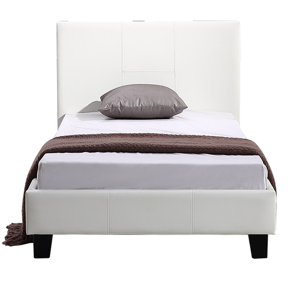 Single PU Leather Bed Frame White