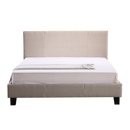 Queen Linen Fabric Bed Frame Beige-5