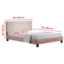 Queen Linen Fabric Bed Frame Beige-8