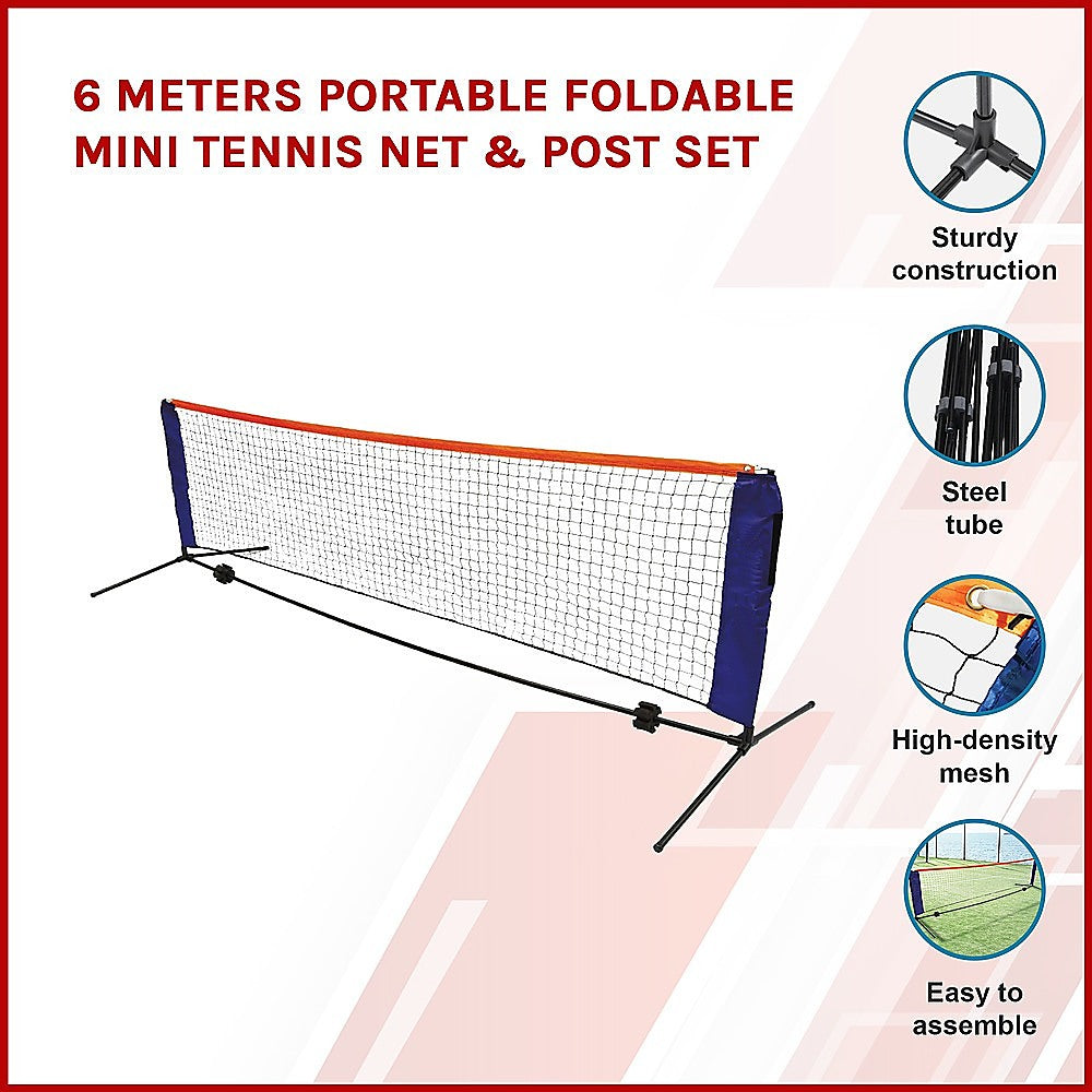 6 Meters Portable Foldable Mini Tennis Net & Post Set