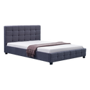 Linen Fabric Double Deluxe Bed Frame Grey-1