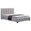 Linen Fabric Queen Deluxe Bed Frame Beige-1