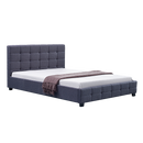 Linen Fabric Queen Deluxe Bed Frame Grey-1