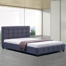 Linen Fabric Queen Deluxe Bed Frame Grey-2