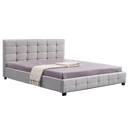 Linen Fabric King Deluxe Bed Frame Beige-1