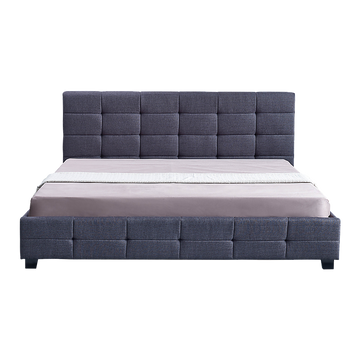 Linen Fabric King Deluxe Bed Frame Grey