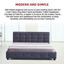 Linen Fabric King Deluxe Bed Frame Grey-7