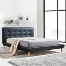 Queen PU Leather Deluxe Bed Frame Black-2