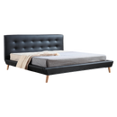 King PU Leather Deluxe Bed Frame Black-1