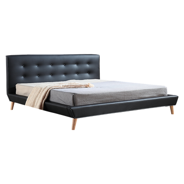 King PU Leather Deluxe Bed Frame Black