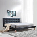 King PU Leather Deluxe Bed Frame Black-2