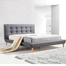 Queen Linen Fabric Deluxe Bed Frame Grey-2
