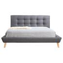 Queen Linen Fabric Deluxe Bed Frame Grey-6