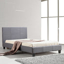 King Single Linen Fabric Bed Frame Grey-2