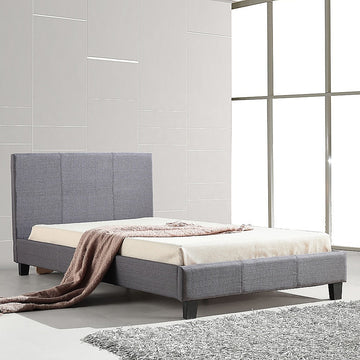 King Single Linen Fabric Bed Frame Grey - 0