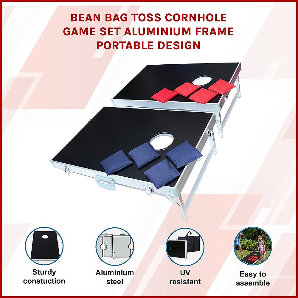 Bean Bag Toss Cornhole Game Set Aluminium Frame Portable Design - 0