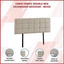 Linen Fabric Double Bed Deluxe Headboard Bedhead - Beige-3