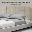 Linen Fabric Queen Bed Deluxe Headboard Bedhead - Beige-5