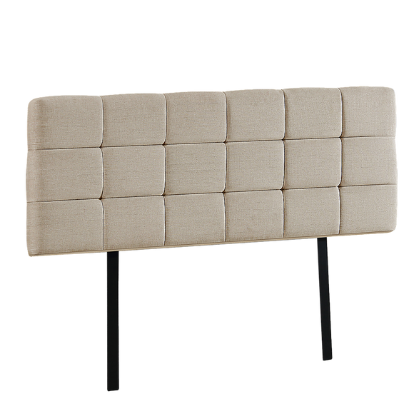 Linen Fabric King Bed Deluxe Headboard Bedhead - Beige