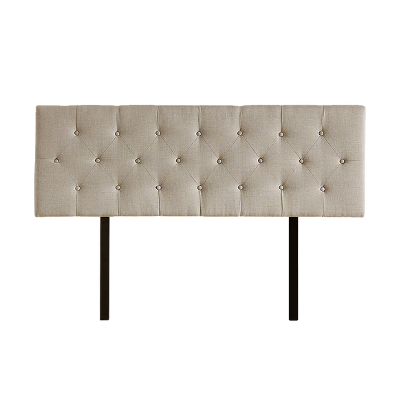 Linen Fabric Double Bed Deluxe Headboard Bedhead - Beige