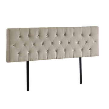 Linen Fabric King Bed Deluxe Headboard Bedhead - Beige