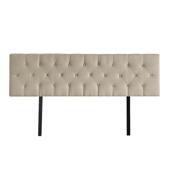 Linen Fabric King Bed Deluxe Headboard Bedhead - Beige