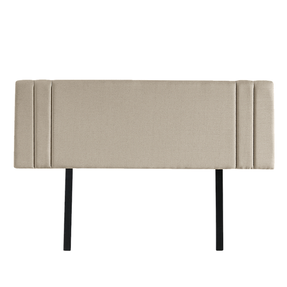 Linen Fabric King Bed Deluxe Headboard Bedhead - Beige