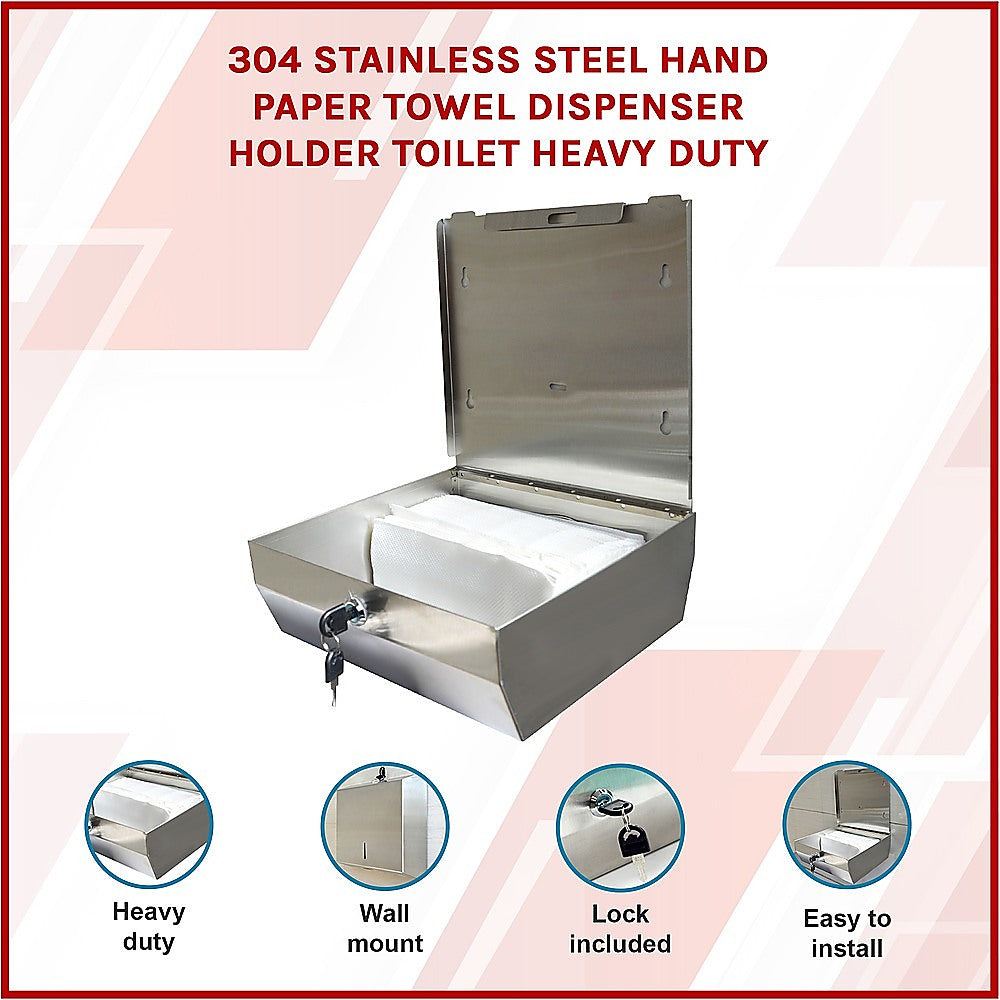 304 Stainless Steel Hand Paper Towel Dispenser Holder Toilet Heavy Duty