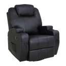 Black Massage Sofa Chair Recliner 360 Degree Swivel PU Leather Lounge 8 Point Heated-1