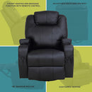 Black Massage Sofa Chair Recliner 360 Degree Swivel PU Leather Lounge 8 Point Heated-4